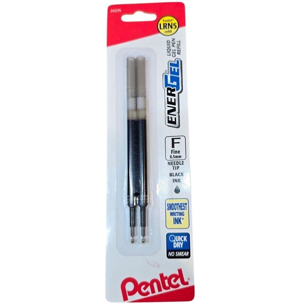 Pentel LRN5 refill Energel Liquid Gel Pen Refill 0.5‎ Fine Black Pen Pack of 2